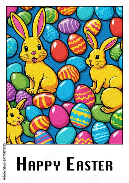 Obraz Easter. Card design. Pattern for printing on wall decorations, covers, posters. Oil paint