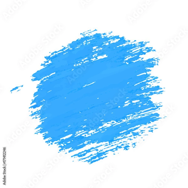 Fototapeta Blue ink round brush strokes. Backdrop for your text. Round shape banner. Vector illustration, isolated on white background.