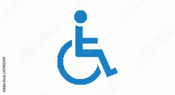 Fototapeta Isolated wheelchair symbol, simple design for handicap access and public information, shows inclusivity. Wheelchair symbol illustration with stylized human figure,
