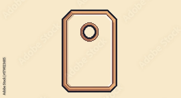 Fototapeta Isolated gift tag on cream background, simple and elegant. This gift tag has wooden frame and soft colors, great for any present, especially during holidays.