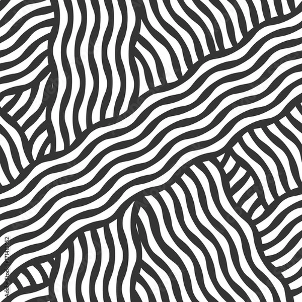 Obraz seamless abstract geometric black and white pattern, linear background