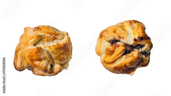 Fototapeta 二つ並んだ栗入りの焼き菓子デニッシュ