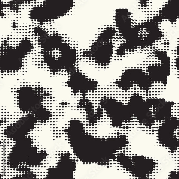 Obraz Seamless pattern ethnic style. Stylized animal skin imitation. Halftone textile print. Tribal fashion background. Black and white design.