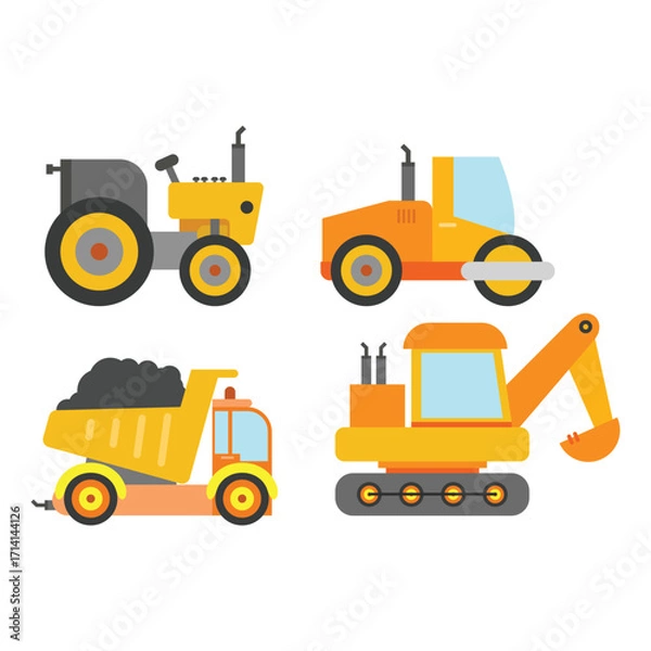 Obraz Construction And Building Vehicles Illustration Vector Design Simple