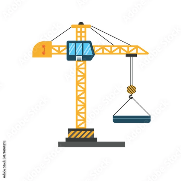 Obraz Tower Crane Build Machine Illustration Vector Design Simple