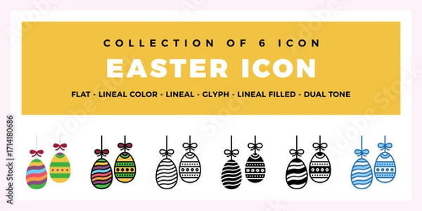 Fototapeta Easter Icon Set 6 Unique Lineal and Glyph Designs