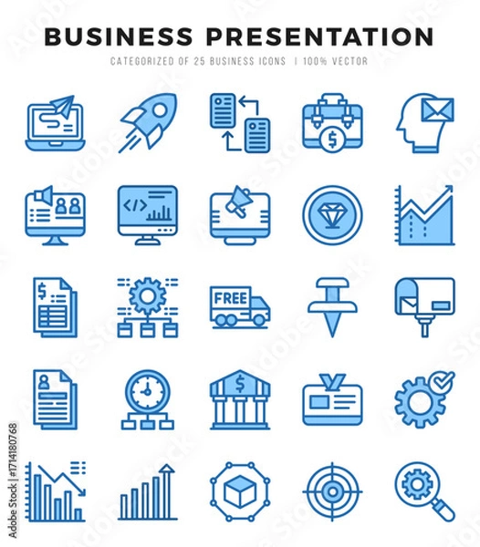 Fototapeta Business Presentation elements. Two Color web icon set. Simple vector illustration.