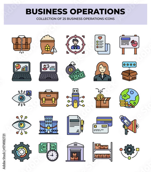 Fototapeta Collection of 25 Business Operations Icons: Streamline Your Workflow
