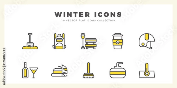 Fototapeta 10 Winter Two Color icons pack. vector illustration.