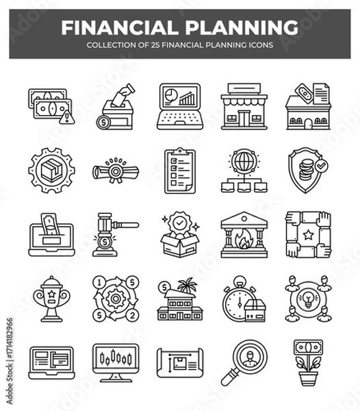 Fototapeta Financial Planning Icons: A Comprehensive Guide to Business and Finance