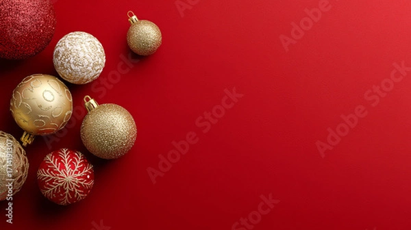 Obraz christmas decoration on a red background