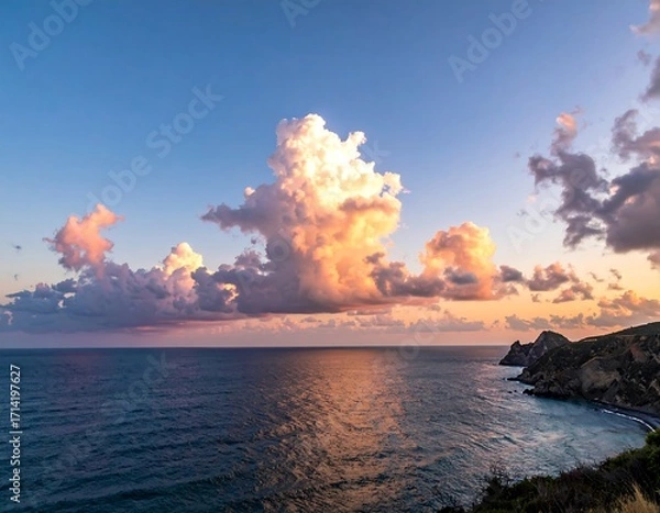 Fototapeta Dramatic sunset over tranquil ocean (1)