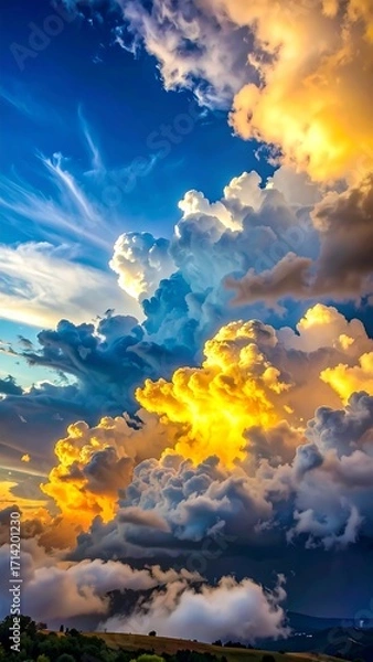 Fototapeta Dramatic sunset sky with colorful clouds