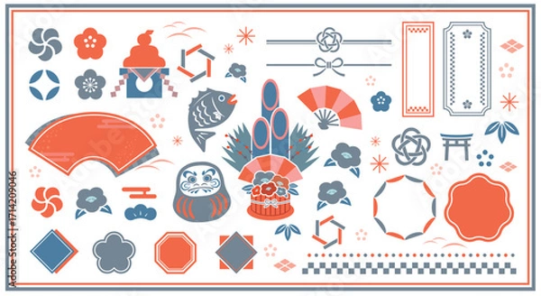 Obraz 和柄モチーフのお正月デザインセット