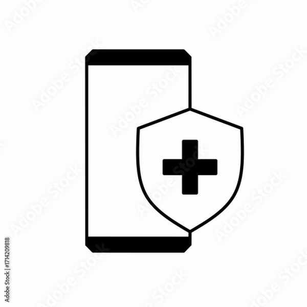 Fototapeta Vector art of mobile phone icon symbol with health symbol for health app theme 