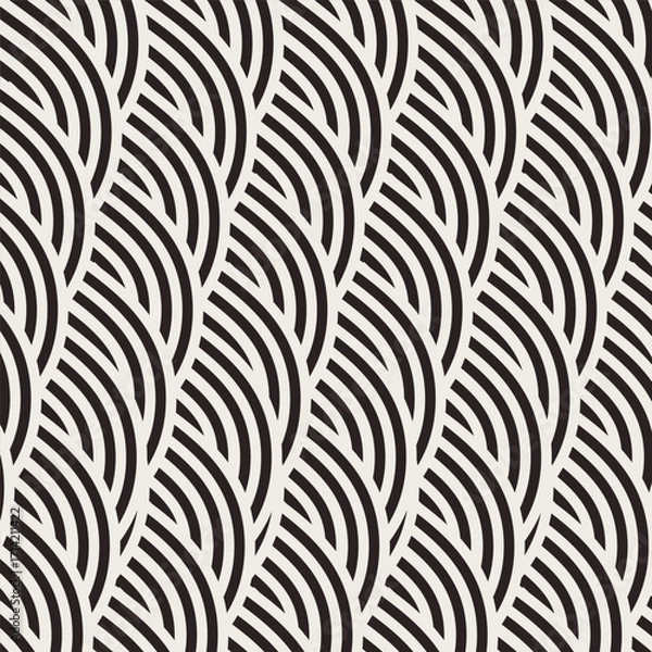 Fototapeta Seamless abstract waves pattern. Black and white background
