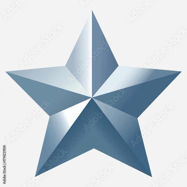Fototapeta Sleek Metallic Star Decoration for Home or Event Use, Stylish Five-Point Design in Shiny Silver Finish