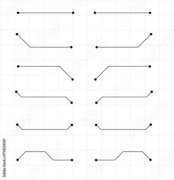 Fototapeta Line segments and paths - A visual representation of diverse geometric structures of circuit 