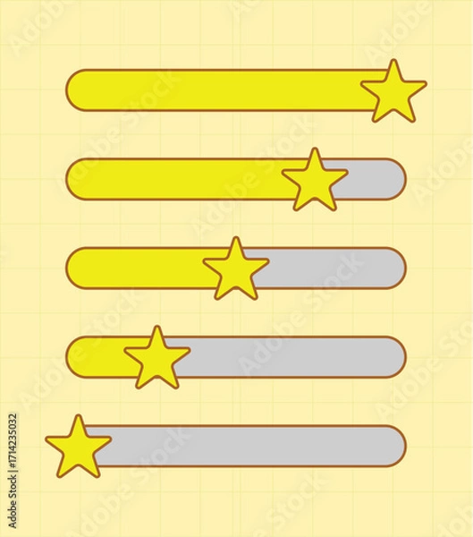 Fototapeta Star Rating Progress Bars - A Visual Representation of Evaluation and Ranking