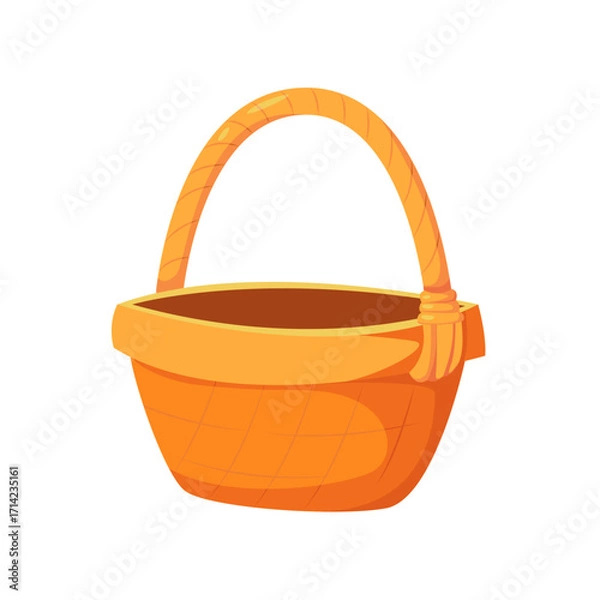 Fototapeta Empty Wicker Basket Isolated on White. Flat Vector illustration.