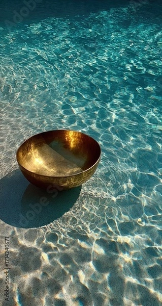 Fototapeta Golden bowl resting in a pool