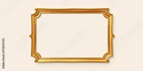 Fototapeta Elegant gold frame adorns a blank ivory card, perfect for message or design,  ornate,  message