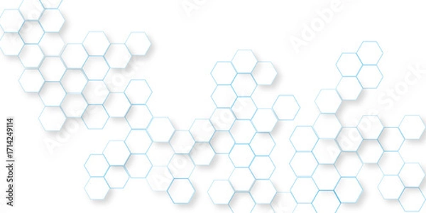 Fototapeta technology abstract background with hexagons mesh, transparent vector background with glowing hexagon geometric, illustration Science technology and medical concept hexagon on transparent background.