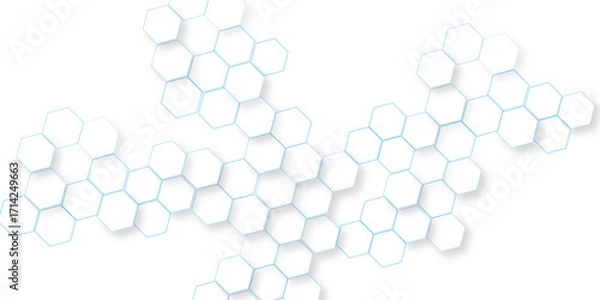 Fototapeta technology abstract background with hexagons mesh, transparent vector background with glowing hexagon geometric, illustration Science technology and medical concept hexagon on transparent background.