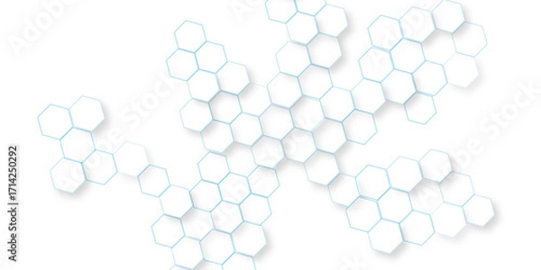 Fototapeta technology abstract background with hexagons mesh, transparent vector background with glowing hexagon geometric, illustration Science technology and medical concept hexagon on transparent background.