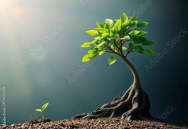 Fototapeta Seed growing into large tree, illustrating business expansion,   reward,   strategy