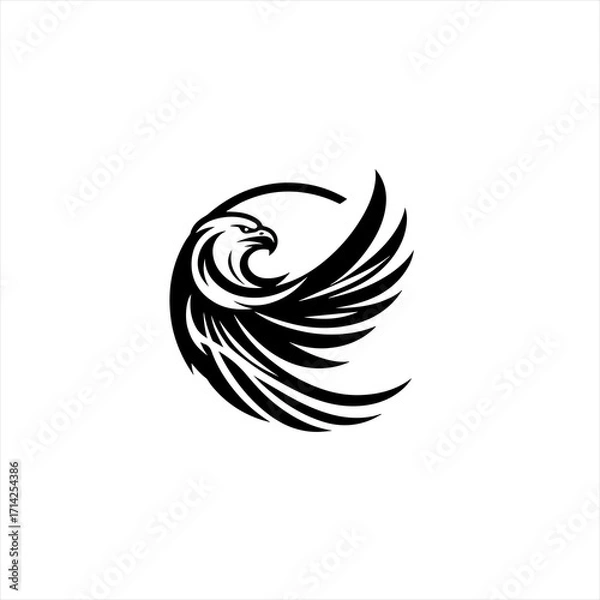 Obraz Stylized black eagle logo design with spread wings