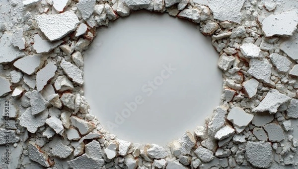 Fototapeta Circular frame of crushed white material