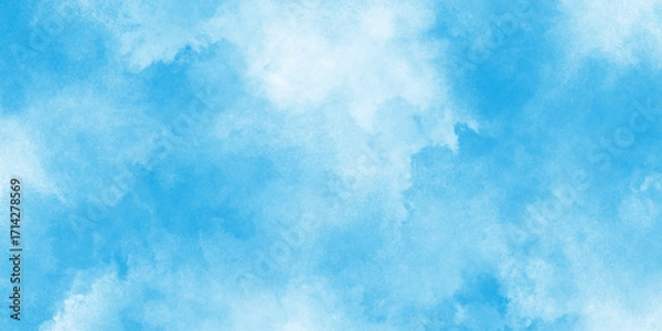 Fototapeta  Creative vintage light sky blue background with various clouds and fogg, watercolor scraped grungy background, blue sky clouds for background blue sunny sky with white clouds,