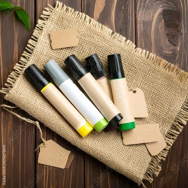Obraz Markers on burlap napkin
