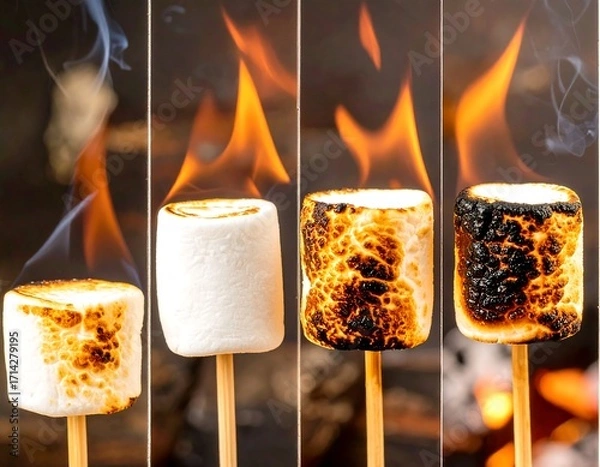 Obraz Marshmallows roasting on a stick