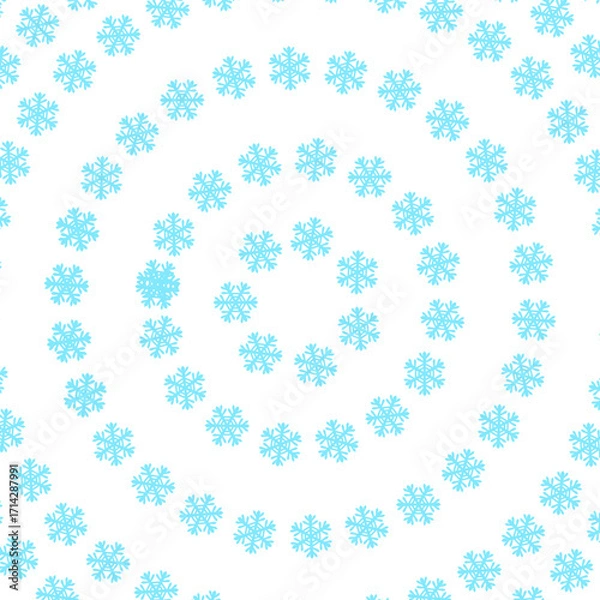 Fototapeta Snowflake pattern in a circular arrangement on a white background