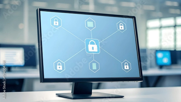 Fototapeta Cyber Attack Network Security Alert

