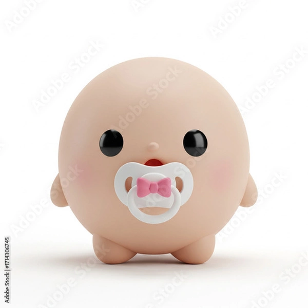 Obraz Adorable cartoon baby head with pacifier, a cute and playful illustration for children's themes and designs