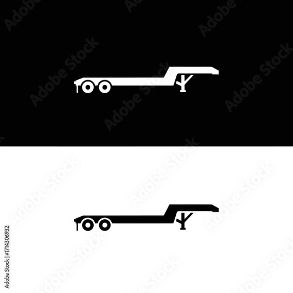 Obraz Modern Vector Silhouette of a Heavy-Duty Flatbed Semi-Trailer, Designed for Hauling Large Cargo and Industrial Equipment, Perfect for Logistics, Shipping, and Transportation Branding and Icons