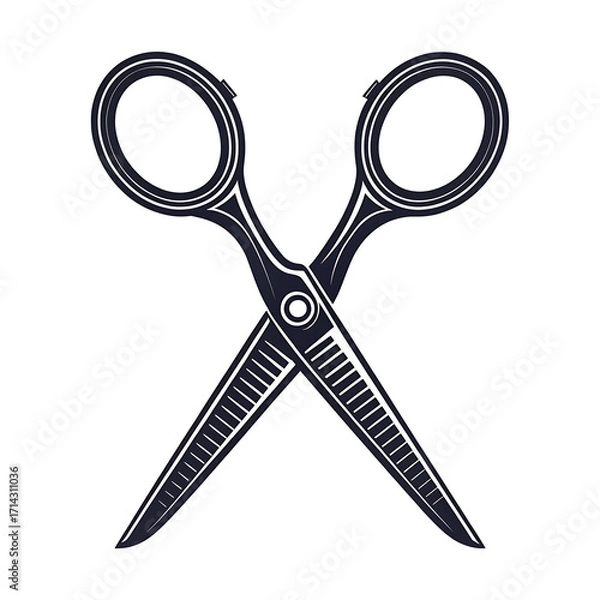 Fototapeta Vintage crossed scissors illustration on white background