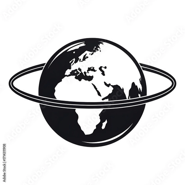 Fototapeta Stylized globe with ring around the equator