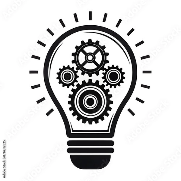 Fototapeta Light bulb with gears inside symbolizing innovation and ideas