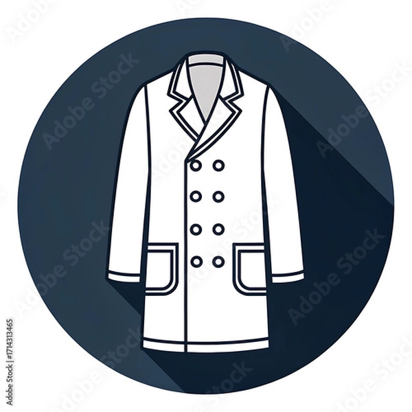 Fototapeta Flat design illustration of a white doctor s lab coat with double breasted buttons