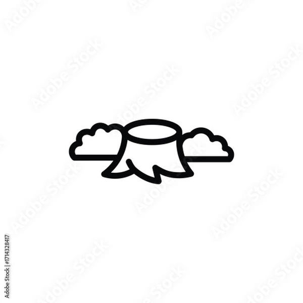 Fototapeta Minimalist Tree Stump Icon with Cloud Shapes on White