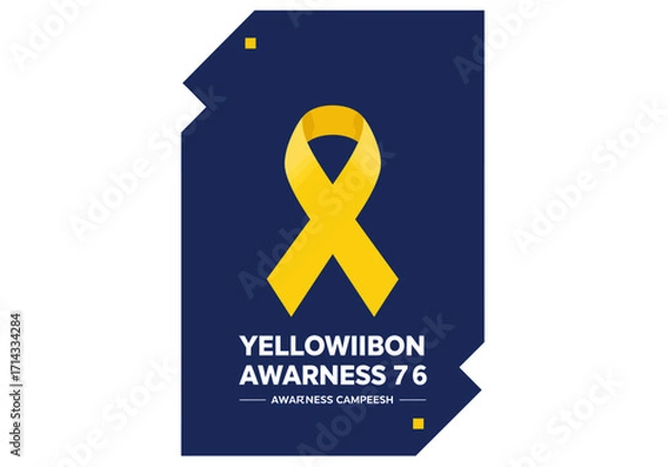 Obraz Yellow ribbon with text YELLOWIIBON AWARNESS 76 and AWARNESS CAMPEESH