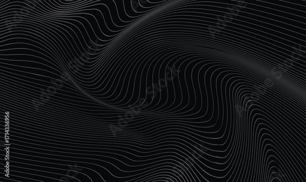 Fototapeta abstract wavy lines on black background