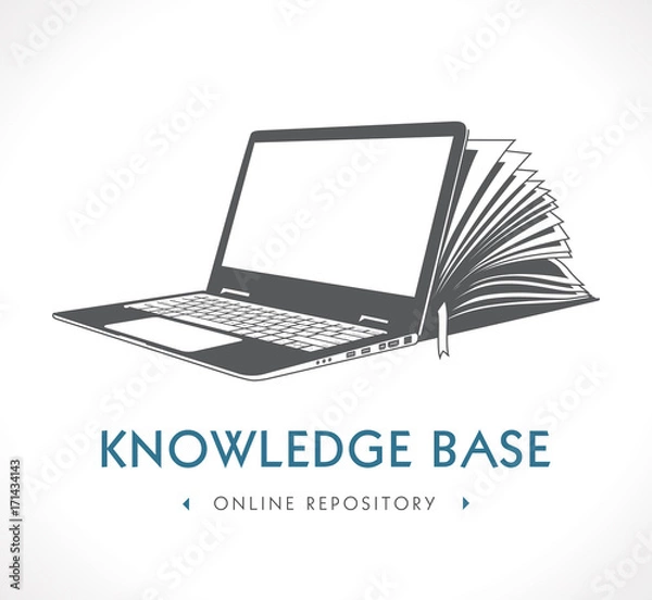 Obraz Elearning logo - ebook, e-learning and knowledge base concept