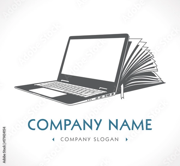 Obraz Elearning logo - ebook, e-learning and knowledge base concept