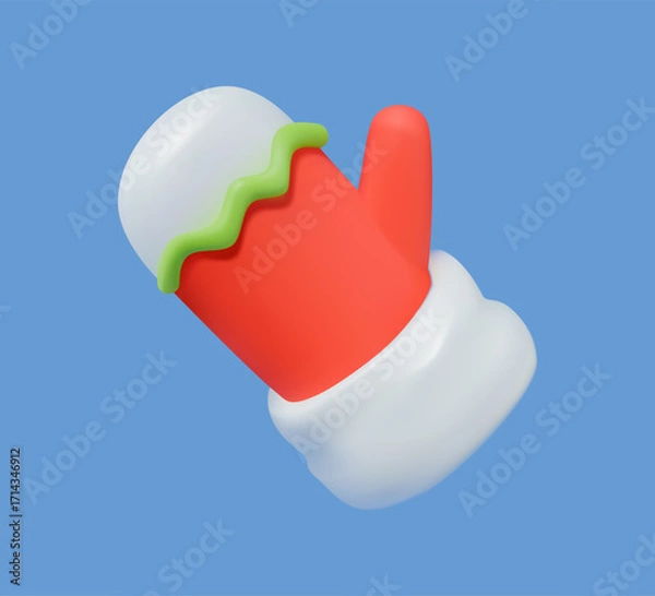 Fototapeta Christmas mitten 3D vector icon