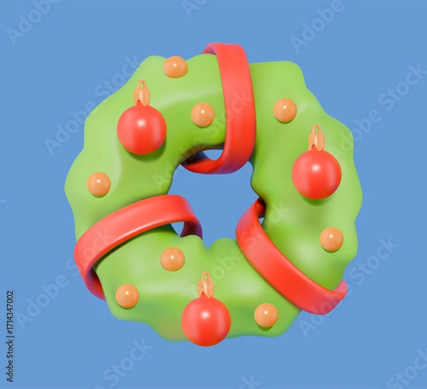 Fototapeta Christmas wreath 3D vector icon